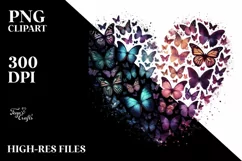 Butterflies Silhouettes Heart PNG Product Image 2