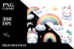 Cute Rainbow Clouds PNG Product Image 2