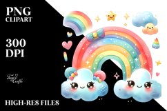 Cute Rainbow Clouds PNG Product Image 2
