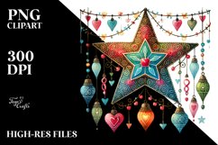 Simple Adorned Star with Hearts, PNG Product Image 2
