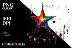 Adorned Star with Hanging Hearts PNG Product Image 2
