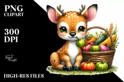 Baby Deer Sitting with Autumn Vegetables | Sublimation | Product Image 3
