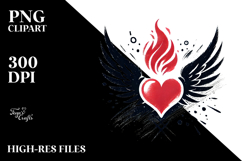 Heart with Wings and Fire, Transparent PNG Product Image 2