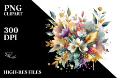 bouquet of Snowdrop with Gold Foil Splashes | Clipart Product Image 3