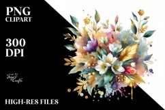 bouquet of Snowdrop with Gold Foil Splashes | Clipart Product Image 3