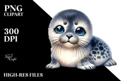 Baby Seal with Big Eyes, Digital PNG Product Image 2