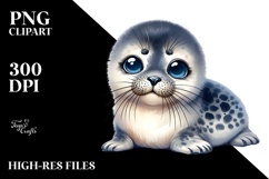 Baby Seal with Big Eyes, Digital PNG Product Image 2