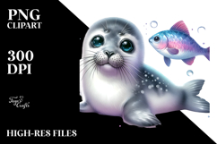 Digital Watercolor Cute Baby Seal, High-Res PNG Product Image 2