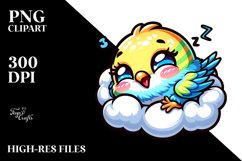 Colorful Baby Budgerigar Napping | Sublimation | Clipart Product Image 1