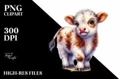 Smiling Highland Cow Watercolor | Sublimation Clipart Product Image 1