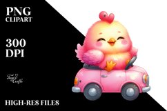 Colorful Chicken on Baby Car PNG Product Image 2