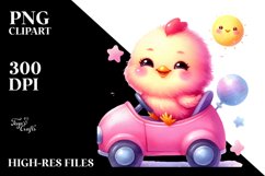 Colorful Chicken on Baby Car PNG Product Image 2