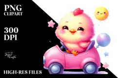 Colorful Chicken on Baby Car PNG Product Image 2