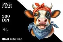 Cow Sublimation Clipart Cow Portrait Product Image 3