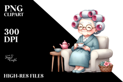 Old Lady Watercolor Character on Couch | Clipart Product Image 2