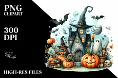 Funny Wimsical Haloween Scene | Sublimation | Clipart Product Image 1