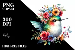Cartoon-style Watercolor Hummingbird, Transparent PNG Product Image 1