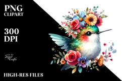 Cartoon-style Watercolor Hummingbird, Transparent PNG Product Image 2