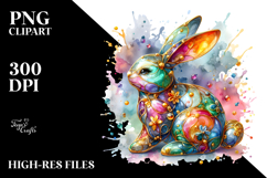 Watercolor Colorful Bunny Made of PNG Product Image 2