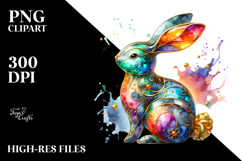 Watercolor Colorful Bunny Made of PNG Product Image 2