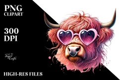 Detailed Pink Highland Cow with Victory Sign PNG Product Image 2