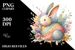 Pastel Bunny Made of Wood PNG Product Image 2