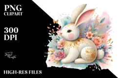 Pastel Bunny Made of Wood PNG Product Image 2
