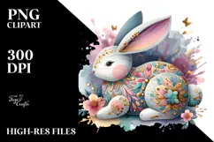 Pastel Bunny Made of Wood PNG Product Image 2