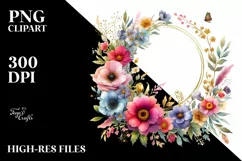 Vibrant Floral Frame with Wild Flowers PNG Product Image 3