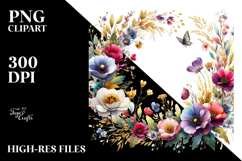 Vibrant Floral Frame with Wild Flowers PNG Product Image 2