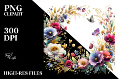 Vibrant Floral Frame with Wild Flowers PNG Product Image 2