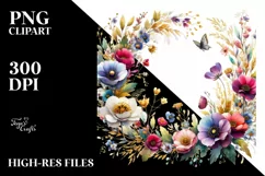 Vibrant Floral Frame with Wild Flowers PNG Product Image 3
