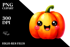 Funny Vibrant Watercolor Cute Pumpkin Product Image 2