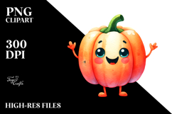 Funny Vibrant Watercolor Cute Pumpkin Product Image 2