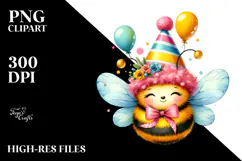 Vibrant Baby Bee Party Hat Clipart Product Image 2