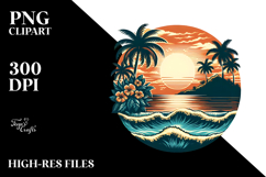 Vintage Tropical Island Sunset Design Product Image 2