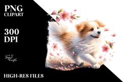 Cute Dog Tumbling with Spring Petals Product Image 1
