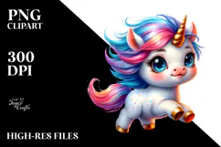 Cute Baby Unicorn Running PNG Product Image 2