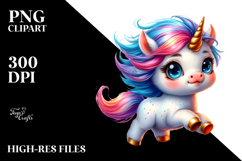 Cute Baby Unicorn Running PNG Product Image 2
