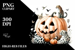Watercolor Pumpkin with Animal Print, PNG Product Image 3