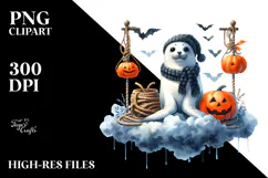 Seal Dressed for Halloween, Watercolor PNG Product Image 2