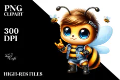 Energetic Baby Bee with Rocker Look PNG Product Image 2