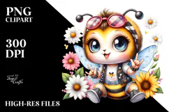 Energetic Baby Bee with Rocker Look PNG Product Image 2