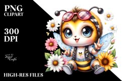Energetic Baby Bee with Rocker Look PNG Product Image 2