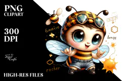 Energetic Baby Bee with Rocker Look PNG Product Image 2