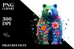 Abstract Vibrant Watercolor Bear PNG Product Image 3