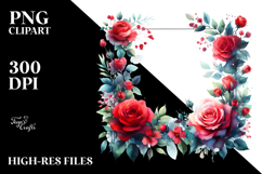Vibrant Horizontal Frame with Red Roses | Clipart Product Image 2