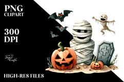 Simple Funny Haloween Clipart with MUMMY'S TOMB PNG Product Image 2
