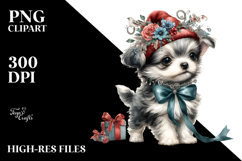 Digital Watercolor Adorned Baby Dog, PNG Product Image 2