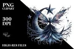 Gothic Fairy on a Star, PNG Product Image 2
